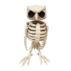 Animated Owl Skeleton Halloween Decoration