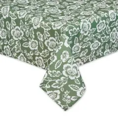 Design Imports  Artichoke Green Floral Print Outdoor Tablecloth With Zipper 60X84