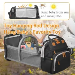 Baby Diaper Bag with Changing Station, Waterproof, Backpack , USB Charging - Black