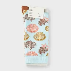 Women's Coastal 3pk Crew Socks - A New Day&trade; Aqua/Ivory/Coral 4-10: Tagless, Smooth Toe Seams, Lightweight Knit