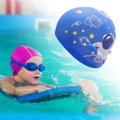 Unique Bargains Kid's Silicone Astronauts Swim Cap 1 Pc