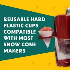 Impresa [4 Pack] Plastic Reusable Snow Cone Cups - No Leak, Durable Shaved Ice Cone Cups - Family Pack - 6 oz