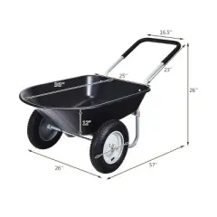 Costway 2 Tire Wheelbarrow Cart Heavy-duty Dolly Utility Cart Black