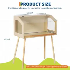 Large Hamster Cage with Legs, Chew-Proof Habitat with Acrylic Window & Openable Top, Small Animal Enclosure for Guinea Pig, Chinchilla, Gerbil