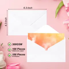 Unique Bargains Pure Cotton Watercolor Cards with Envelope 100Pcs