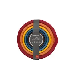 SharpChef 14pc Round Plastic Food Storage Container Set, Stackable, Nesting, Airtight Leak-proof Lids, Microwavable, 7 Colors