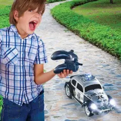 Top Race Remote Control Police Car with Lights and Sirens |Old Fashioned Style| Black and White