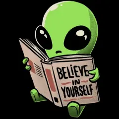 Junior's Design By Humans Believe in Yourself Funny Book Alien By EduEly T-Shirt