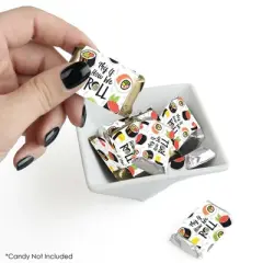 Big Dot of Happiness Let&rsquo;s Roll - Sushi - Mini Candy Bar Wrapper Stickers - Japanese Party Small Favors - 40 Count