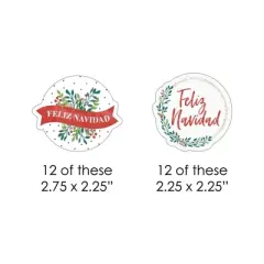 Big Dot of Happiness Feliz Navidad - Paper Straw Decor - Holiday and Spanish Christmas Party Striped Decorative Straws - Set of 24