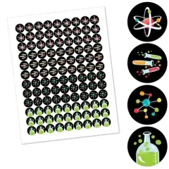 Big Dot of Happiness Scientist Lab - Baby Shower Birthday Party Round Candy Sticker Favors - Labels Fits Chocolate Candy (1 sheet of 108)