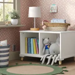 Modern Kids' Toy Storage Bench - Pillowfort&trade;: White MDF Decorative Cabinet, Divided Storage, 28.86" Width