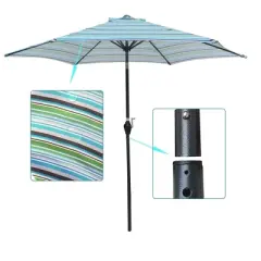 PAGED 9FT Patio Umbrella Modern Outdoor Market Umbrella with Tilt, Crank and 6 Ribs for Garden and Poolside, Base Not Included