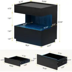 Tribesigns Black Nightstand,  Night Stand with 2 Drawers, Wooden Bedside End Table for Bedroom, Living Room