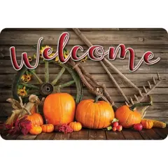Ashley Productions&reg; The Original Fun Mat&trade;, Welcome Mat, 15.5" x 23.5", Harvest Wheel Rake Welcome