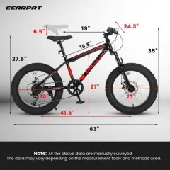 Gulches Kids/Teens Mountain Bike, High Carbon Steel Frame, Disc Brakes (160mm Rotors), Front Suspension, 7-Speed, Wide Tires 2