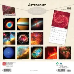 BrownTrout Astronomy 2026 12"x24" Hanging Square Wall Calendar Plastic-Free