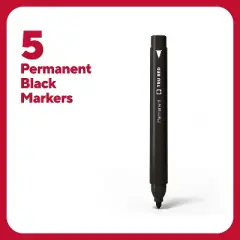 TRU RED Pen Permanent Markers Fine Tip Blk 5/Pack TR54524