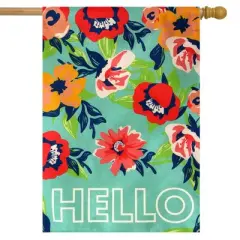 Hello Floral Spring Burlap House Flag Double-Sided 28" x 40" Briarwood Lane