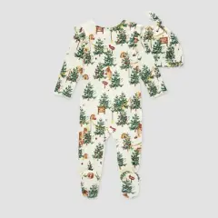 Burt's Bees Baby&reg; Girls' Beary Merry Footed Jumpsuit & Knot Top Hat