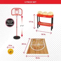 ESPN Toddler Basketball Hoop Includes 3 Mini Basketballs and Ball Rack
