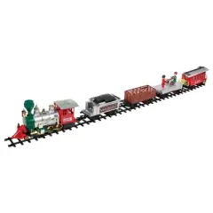 Northlight 35pc Silver and Red Battery Operated Lighted and Animated Classic Train Set with Sound