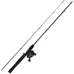 Fishing Pole - 64-Inch Fiberglass and Stainless Steel Rod and Pre-Spooled Reel Combo for Lake, Pond and Stream Casting by Leisure Sports (Black)
