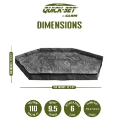 CLAM 150 x 150 Inch Quick-Set Floor, Removable Tent Footprint Mat Tarp Camping Accessory for Pavilion Camper Model Gazebo Screen Shelter, Floor Only