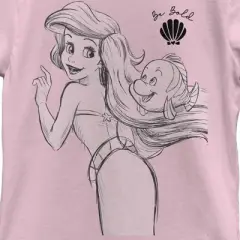Girl's The Little Mermaid Ariel and Flounder Be Bold T-Shirt