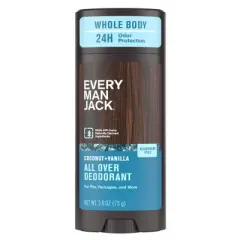 Every Man Jack All Over Solid Deodorant Coconut + Vanilla- 2.6oz