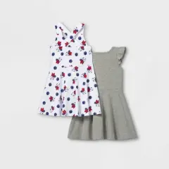 Toddler Girls' 2pk Minnie Mouse Sleeveless Knit Dress - Gray