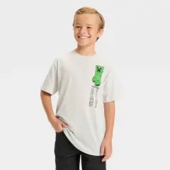 Minecraft Boys' Creeper Short Sleeve Graphic T-Shirt - Cream