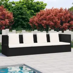 vidaXL Garden Bed Black, Cream White PE Rattan, Powder-Coated Steel