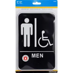 Hillman English Black Men Restroom Plaque 9 in. H X 6 in. W - Case of 3