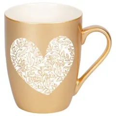Elanze Designs Heart Leaf Vegas Gold 10 ounce New Bone China Coffee Cup Mug