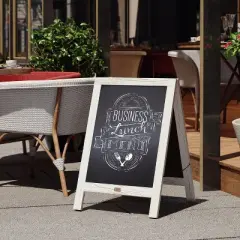 Flash Furniture Canterbury Vintage Wooden A-Frame Magnetic Indoor/Outdoor Chalkboard Sign, Freestanding Double Sided Extra Large Message Board