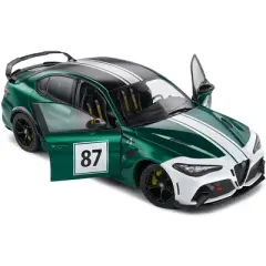 2021 Alfa Romeo Giulia GTA M #87 Green Metallic w/Carbon Top & White Stripes "Nurburgring 1973" 1/18 Diecast Model Car by Solido