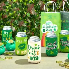 Sparkle and Bash 12 Pack Can Cooler, Bottle Holder for St Patrick Day Party (2.5 x 4.3 in)
