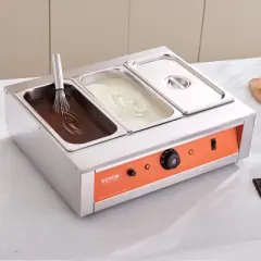 VEVOR Chocolate Tempering Machine, 26.5 Lbs 3 Tanks Chocolate Melting Pot TEMP Control 86~185℉,1500W Stainless Steel Electric Commercial Food Warmer