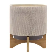 Sagebrook Home 12"x10" Mesh Ceramic Planter Pot with Stand Tan