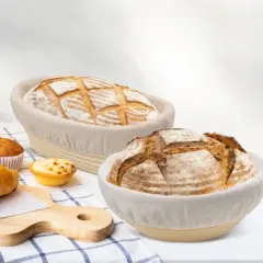 Cheer Collection Complete Bread Proofing Basket Set &ndash; Round & Oval Banneton Baskets with Essential Baking Tools for Artisan Sourdough Bread