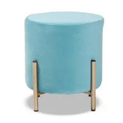 Thurman Velvet Metal Ottoman - Baxton Studio