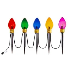 Novelty Lights 6 Feet Jumbo C7 LED Walkway Pathway Light Set, Multicolored, Comes with Light Stake