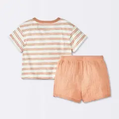Baby Boys' Rust Striped Pocket T-Shirt & Shorts Set - Cloud Island&trade; Brown