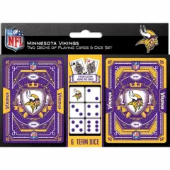 MasterPieces Officially Licensed NFL Minnesota Vikings 2-Pack Playing cards & Dice set for Adults