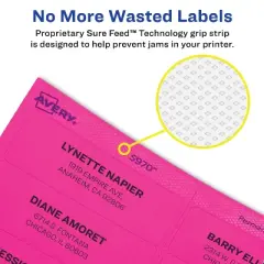 Avery Removable Multipurpose Labels, Sure Feed Technology, 3-1/3" x 4", Assorted Neon, 72 Labels (6482)
