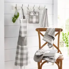 Farmhouse Living Stripe and Check Kitchen Towels, Set of 3 - 17" x 28" - Elrene Home Fashions