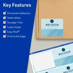 Avery TrueBlock Matte White Paper Labels,  3" x 3-3/4" Rectangle