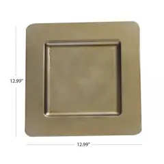 Essential Decor & Beyond 13" Square Plastic Charger in Champagne Set of 4