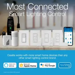 Lutron Diva Smart Dimmer Switch for Caseta Smart Lighting (Lutron Smart Hub Required), for LED Lights, 150 Watt, Single-Pole/3Way, White, 2 Pack